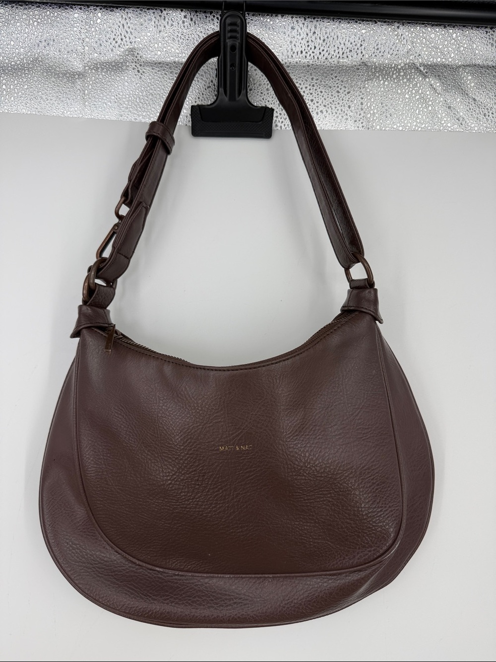 Matt and Nat Brown Vegan Leather Shoulder Bag 15” x 10”